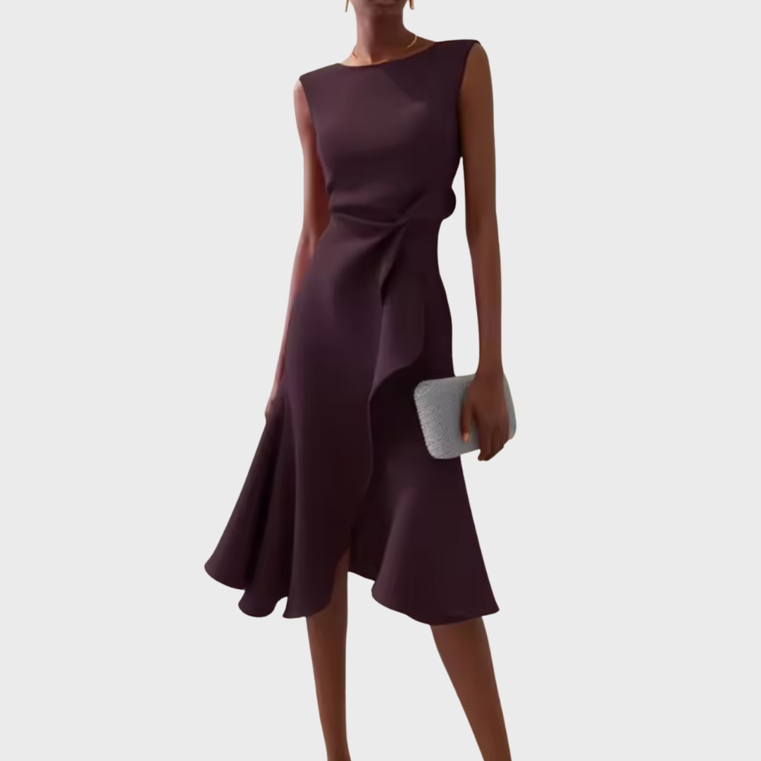 Robe Femme Midi Asymétrique Drapée 10