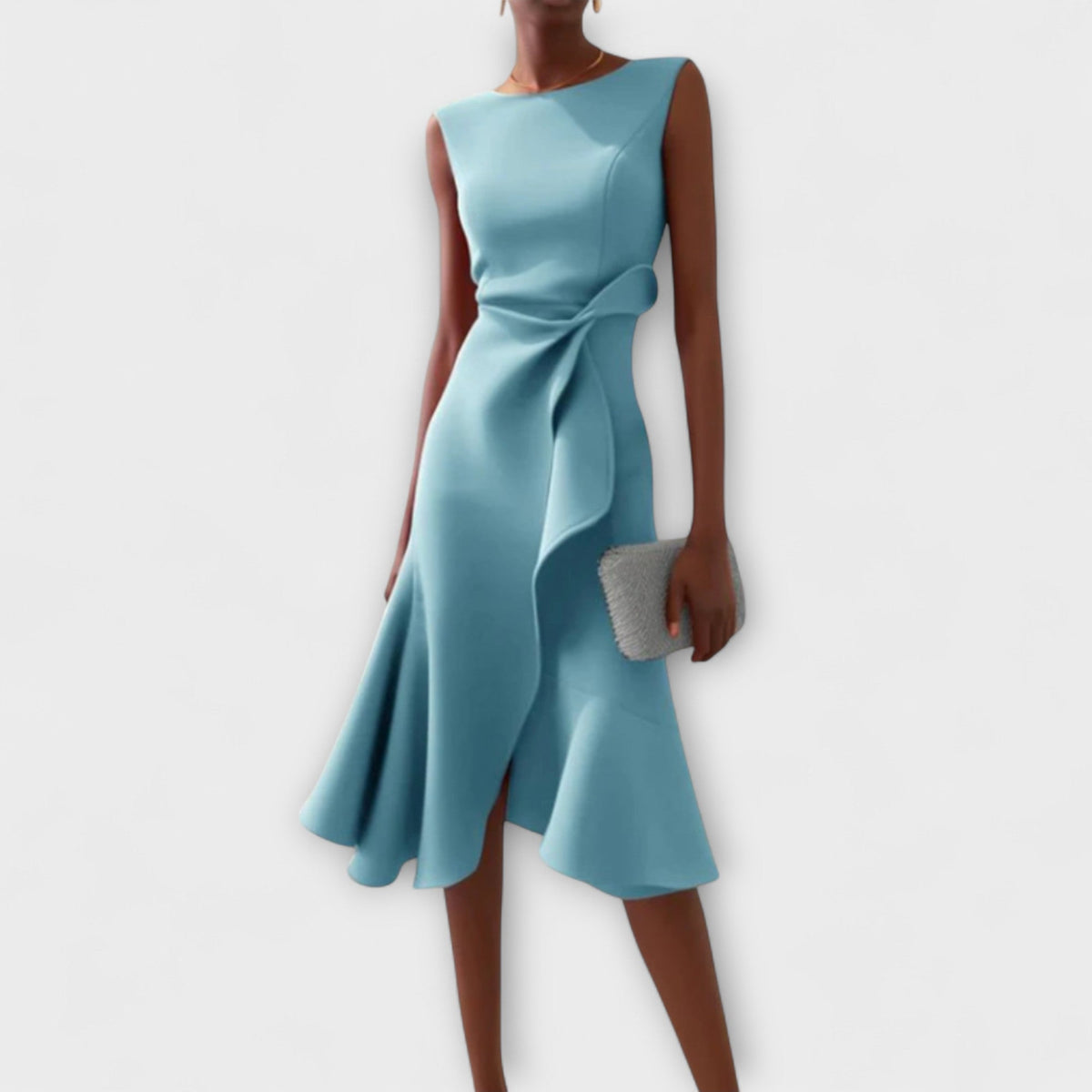 Robe Femme Midi Asymétrique Drapée 3