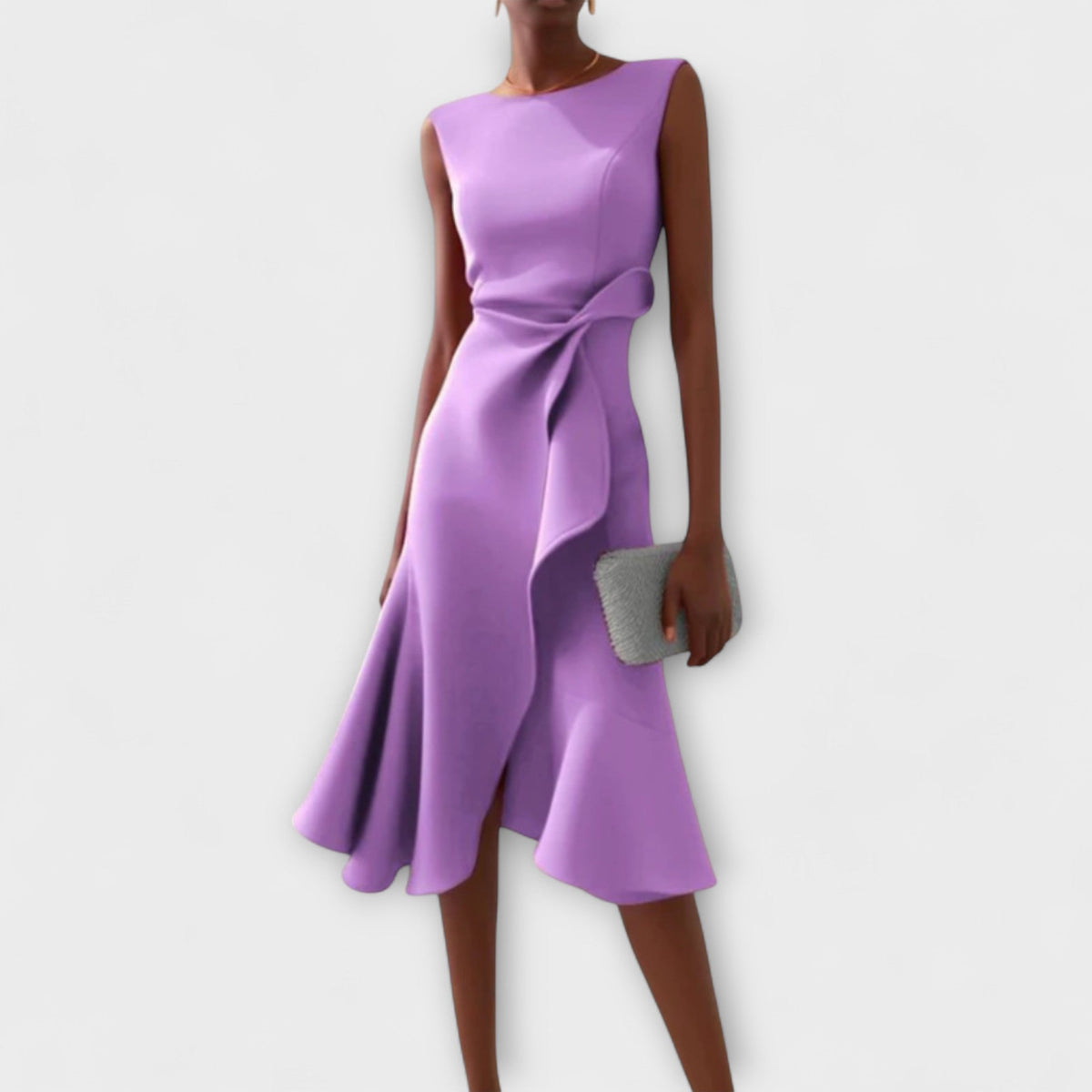 Robe Femme Midi Asymétrique Drapée 4