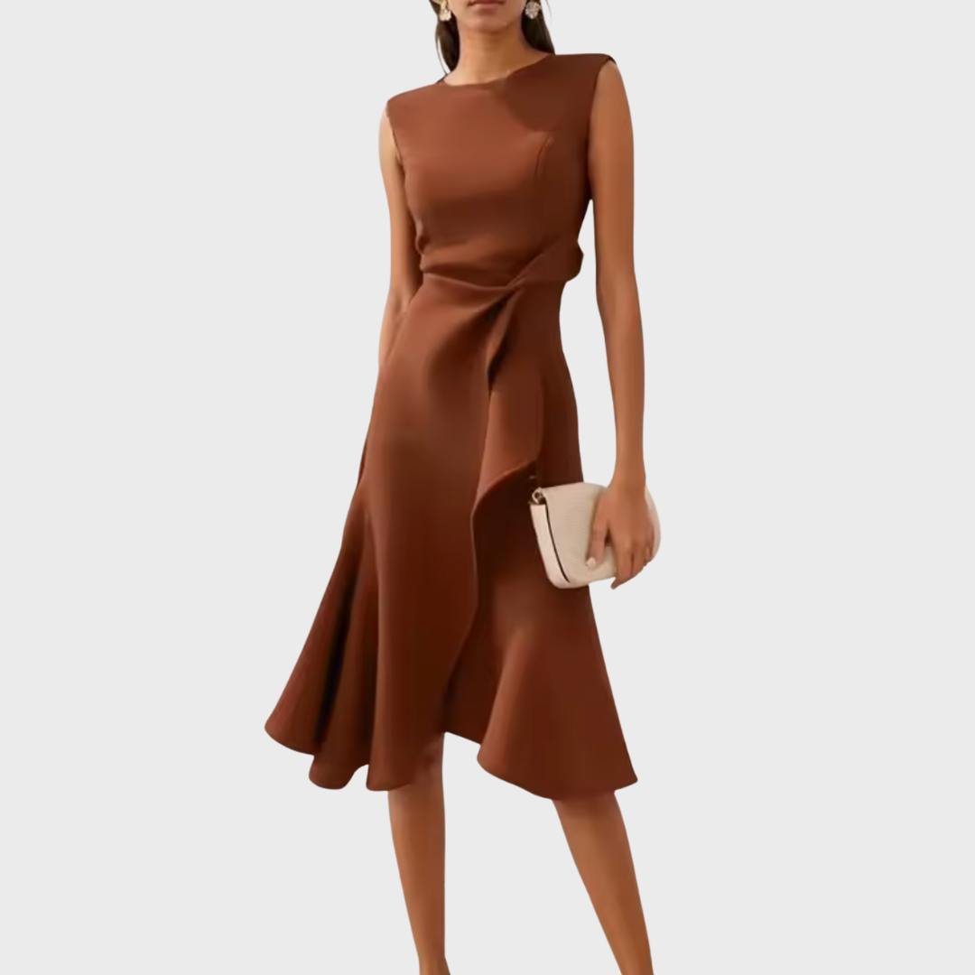 Robe Femme Midi Asymétrique Drapée 8