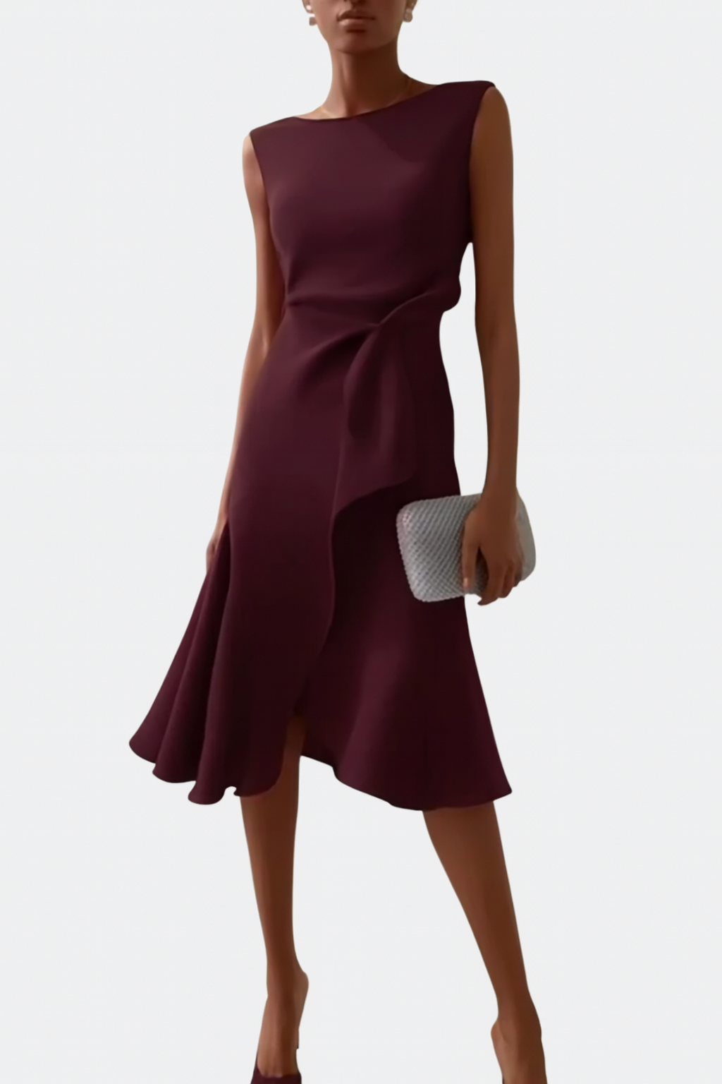 Robe Femme Midi Asymétrique Drapée 9