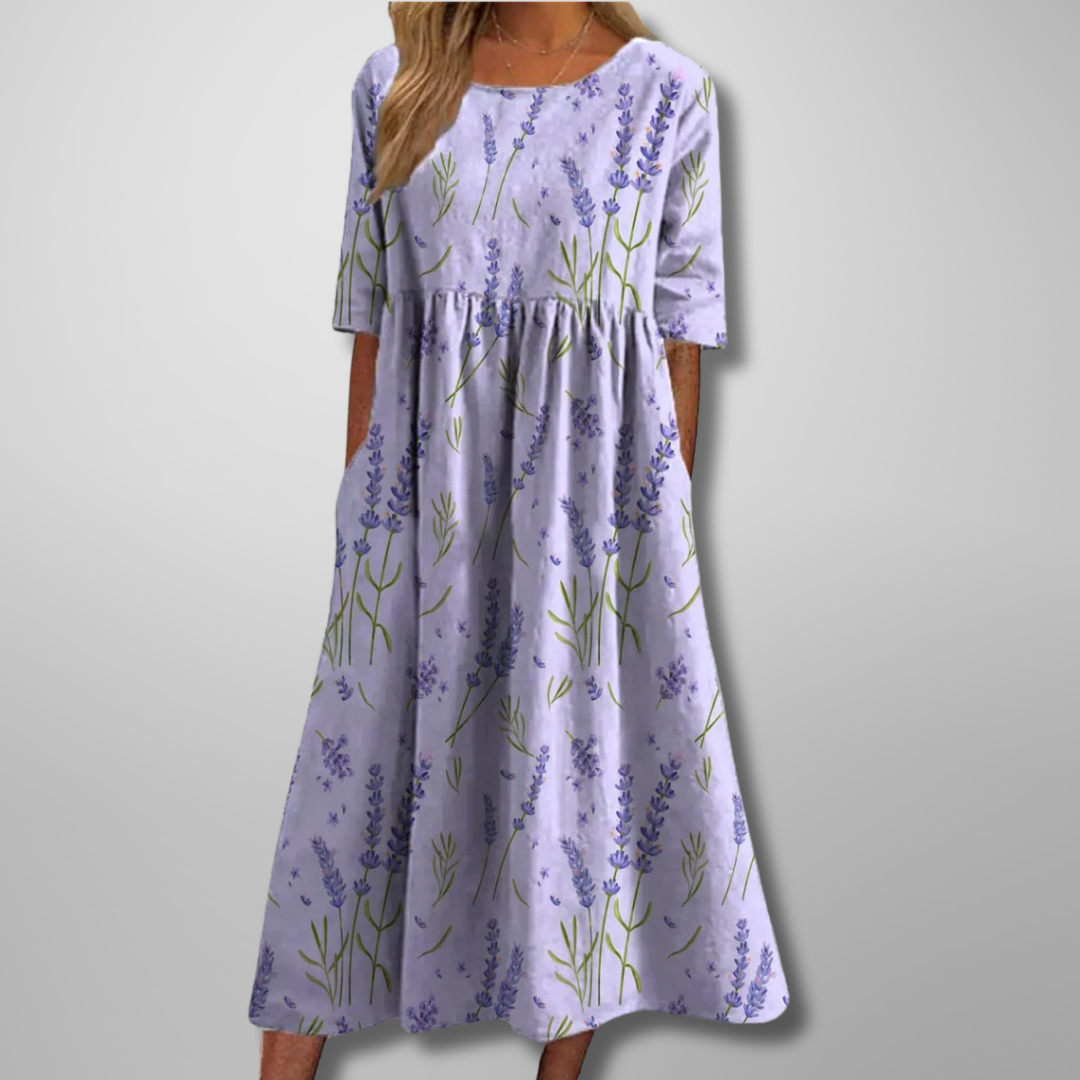 Robe Femme Midi Décontractée à Fleurs 2