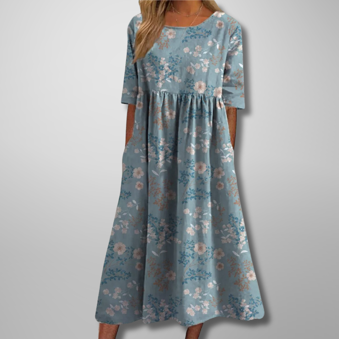 Robe Femme Midi Décontractée à Fleurs 4