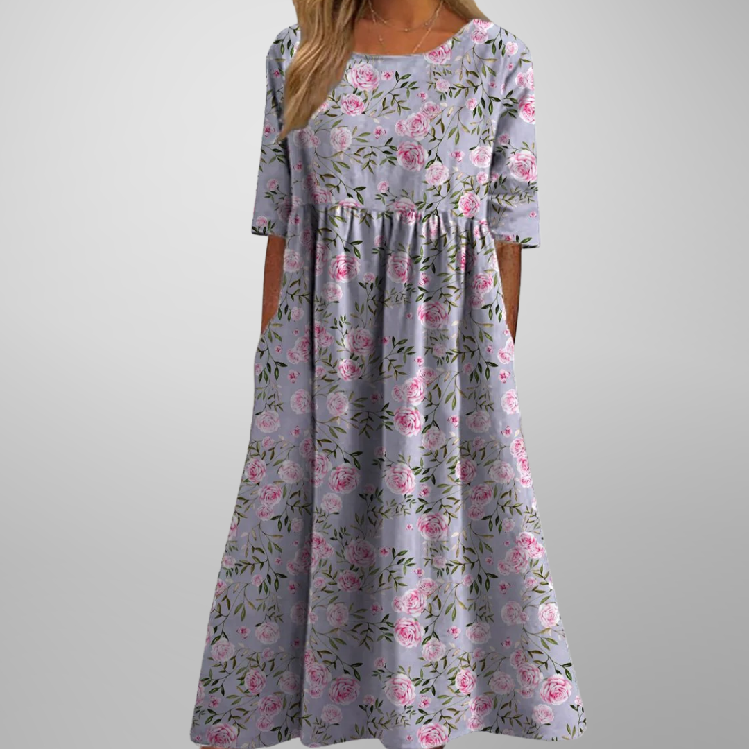 Robe Femme Midi Décontractée à Fleurs 5