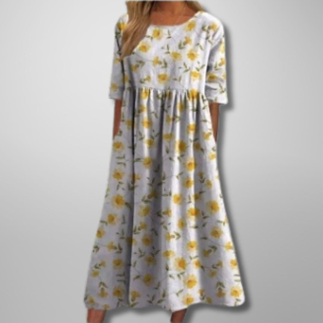 Robe Femme Midi Décontractée à Fleurs 6