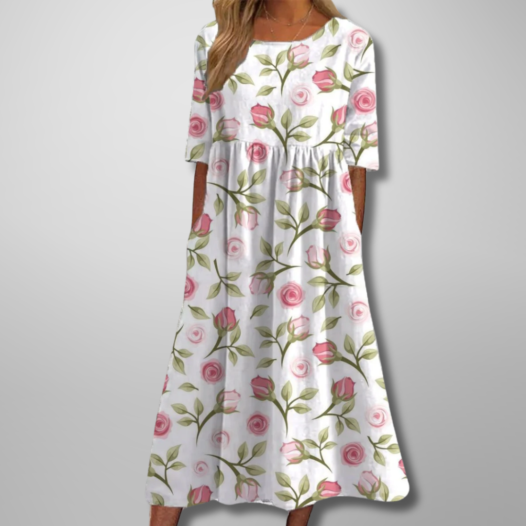 Robe Femme Midi Décontractée à Fleurs 7