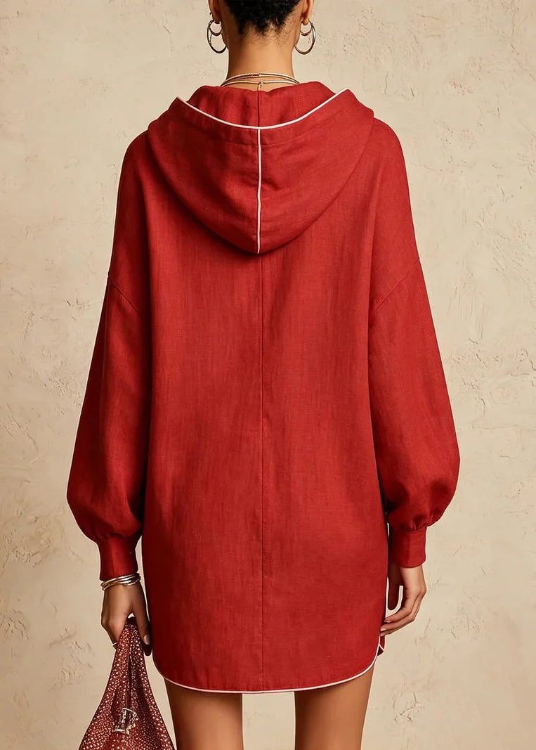 Robe Femme Mini Bohème à Capuche avec Cordon de Serrage 2