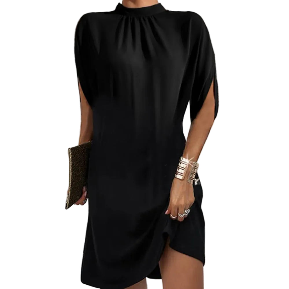 Robe Femme Mini Col Montant Manches Courtes Moderne pour Soirée 0