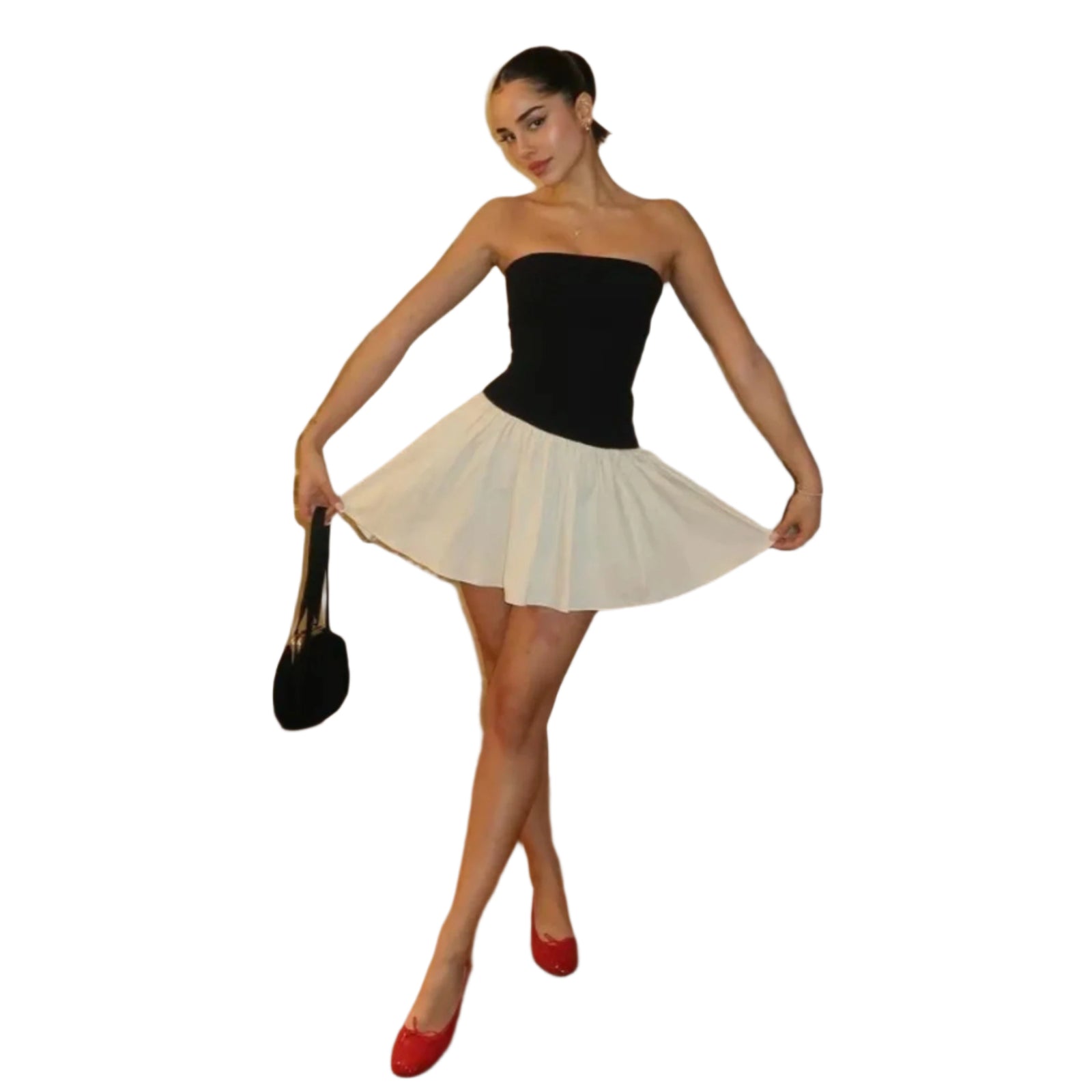 Robe Femme Mini Évasée Bicolore Tissu Doux 0