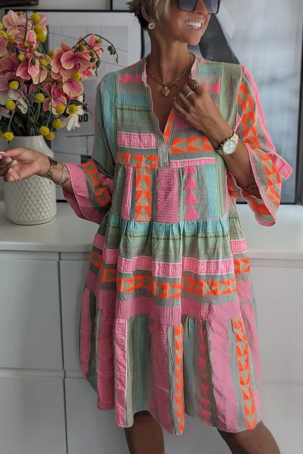 Robe Femme Mini Tunique Bohème A-Ligne Tissu Léger 2