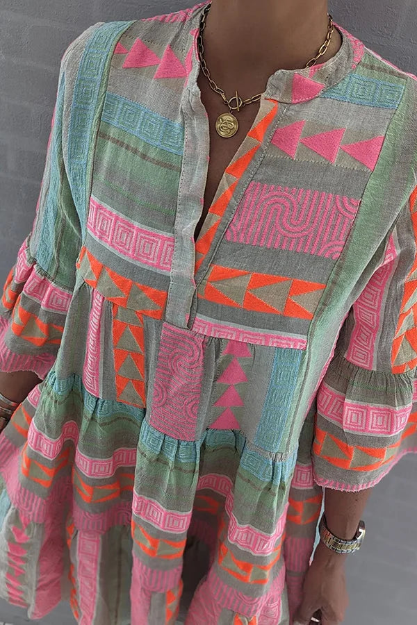 Robe Femme Mini Tunique Bohème A-Ligne Tissu Léger 3