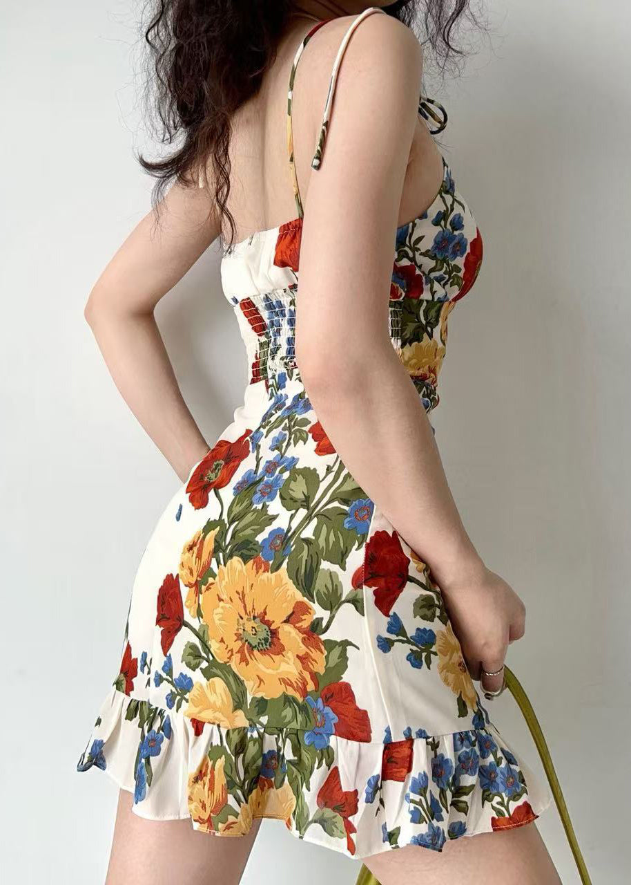 Robe Femme Mini à Volants Imprimé Floral 1