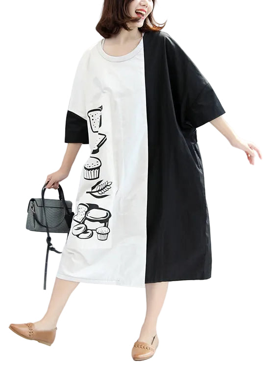 Robe Femme Oversize Patchwork Imprimée Automne 0