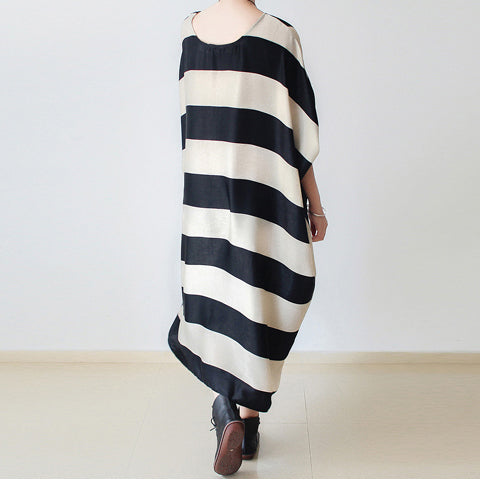 Robe Femme Oversize Rayée Style Caftan Automne 3