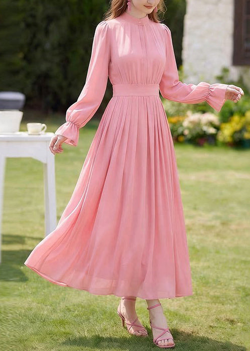 Robe Femme Patchwork Col Montant Manches Longues 3