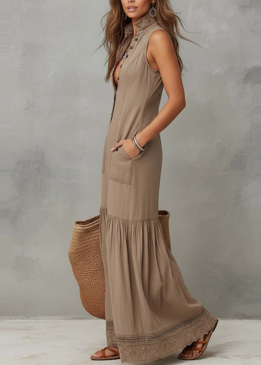 Robe Femme Sans Manches Col V Patchwork 1