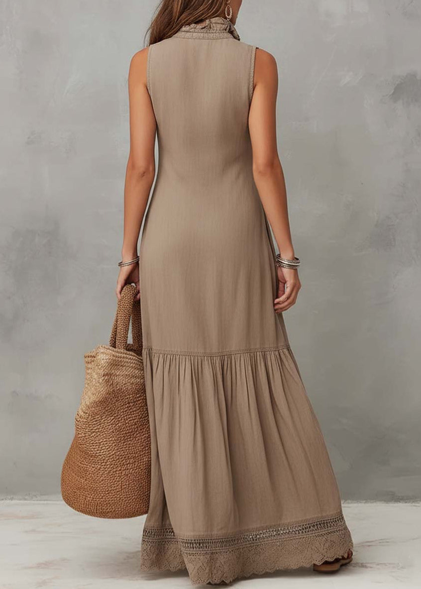 Robe Femme Sans Manches Col V Patchwork 2