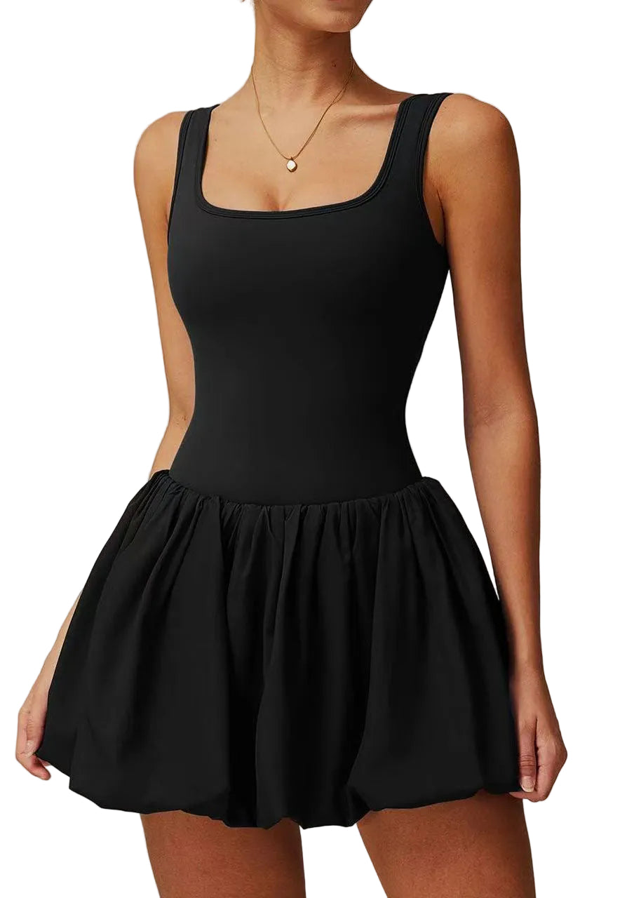 Robe Femme Sans Manches Col en U avec Poches et Short Intégré 0
