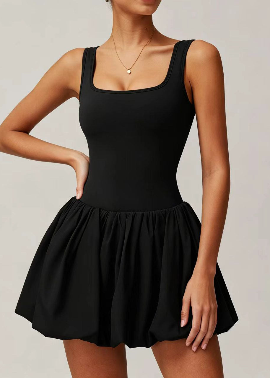 Robe Femme Sans Manches Col en U avec Poches et Short Intégré 1
