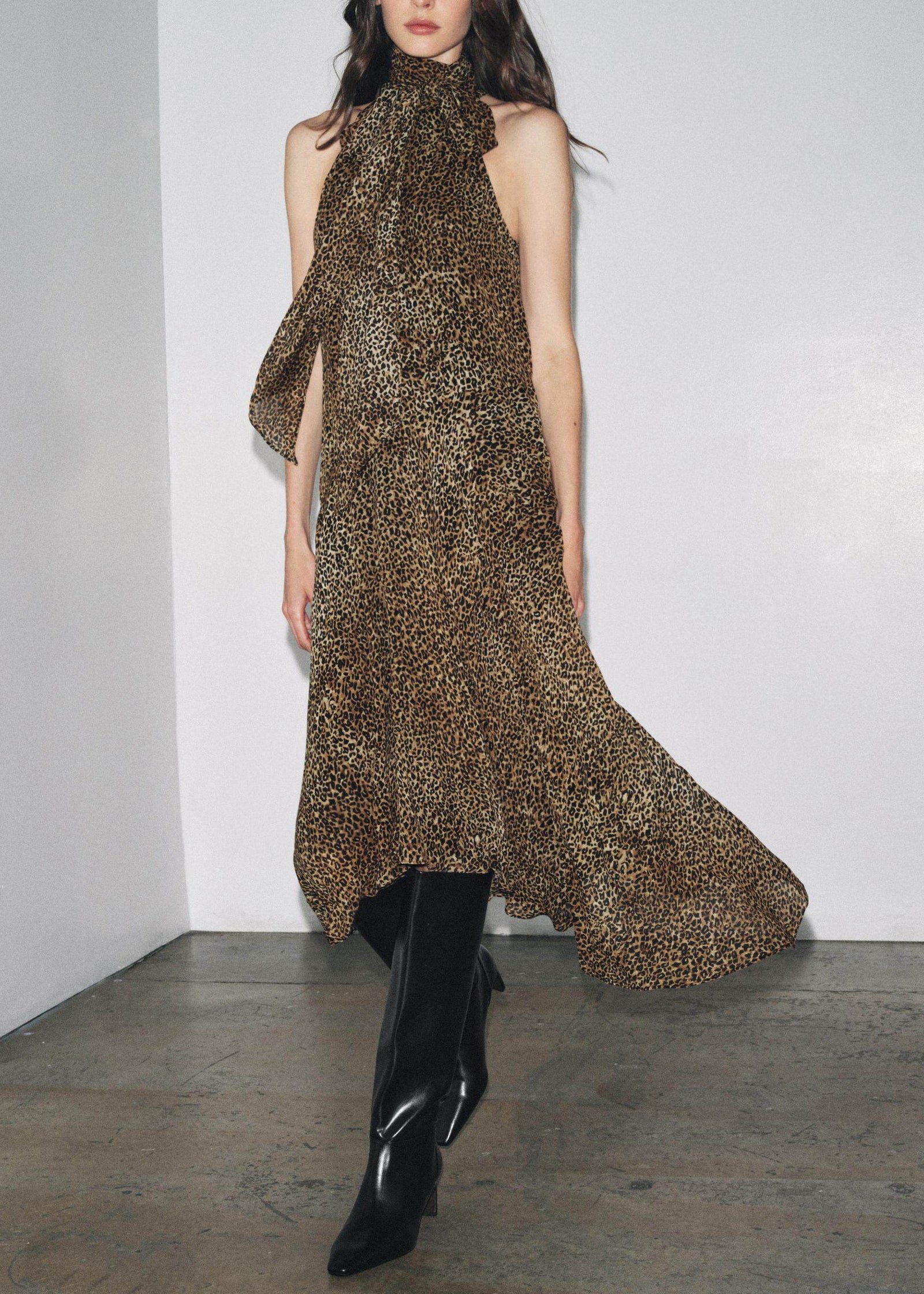 Robe Femme Sans Manches Imprimé Léopard Patchwork 1