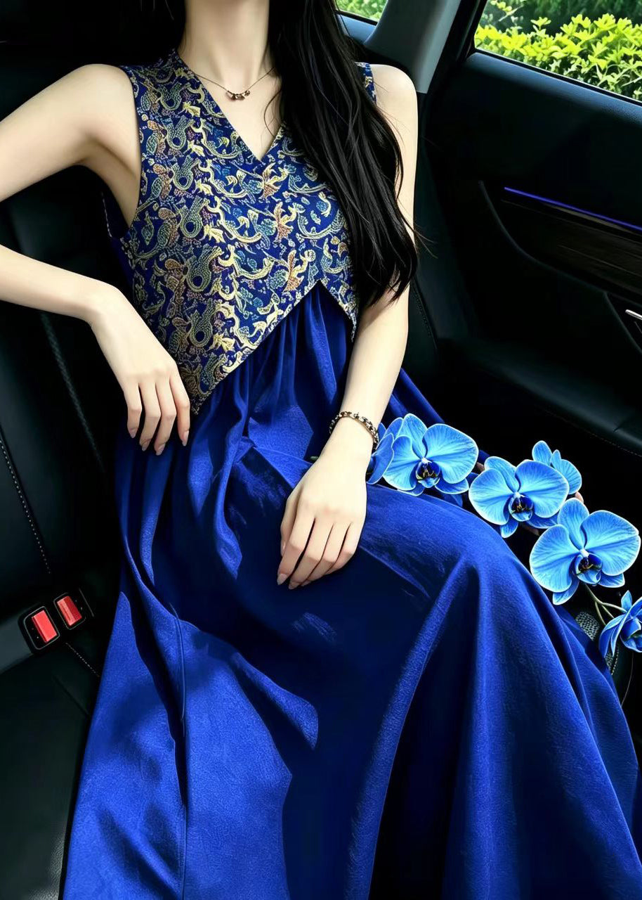 Robe Femme Sans Manches Patchwork Jacquard Col V 1