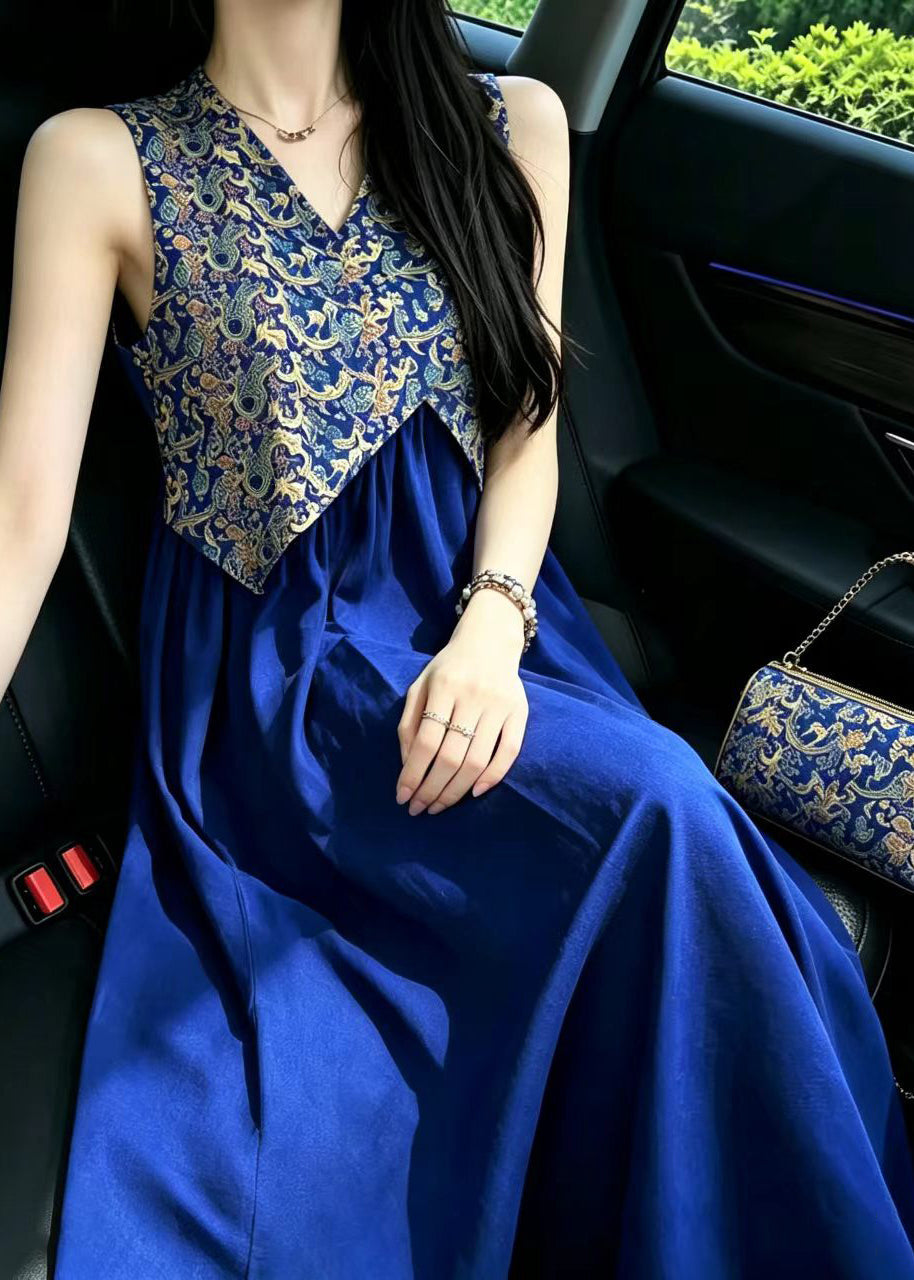 Robe Femme Sans Manches Patchwork Jacquard Col V 3