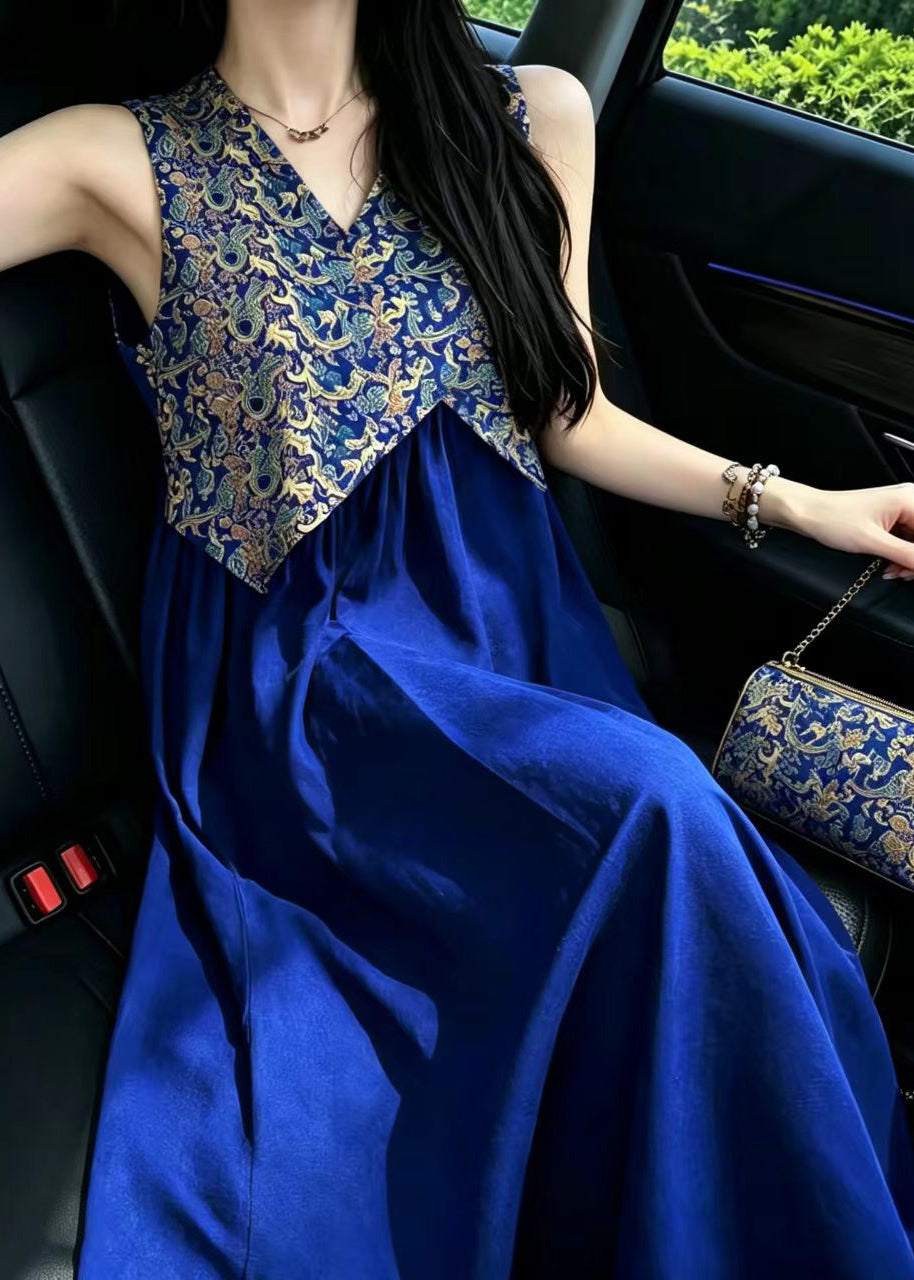 Robe Femme Sans Manches Patchwork Jacquard Col V 4