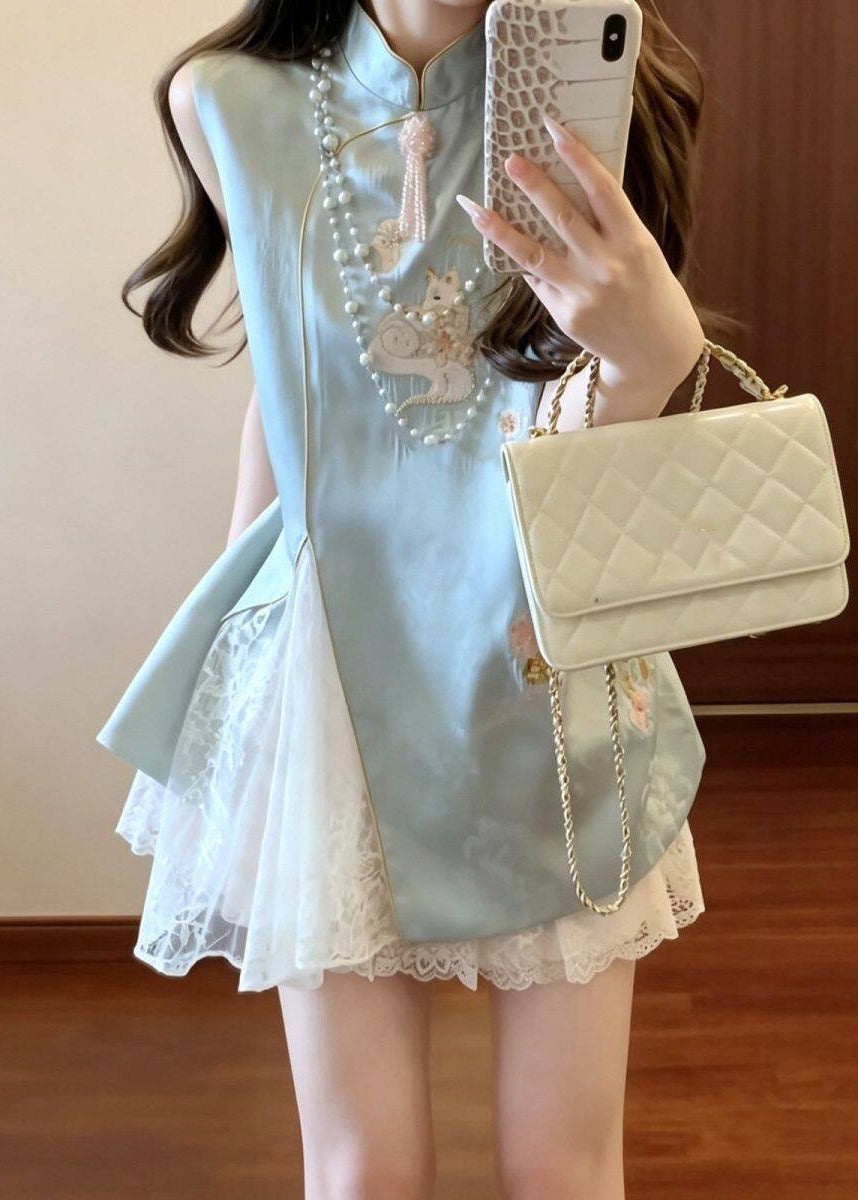 Robe Femme Sans Manches Style Chinois Brodée Patchwork 1