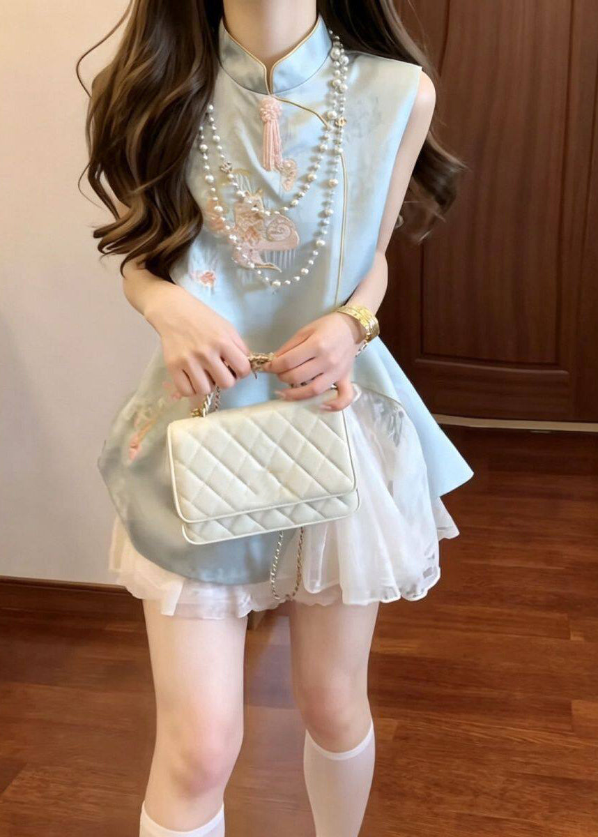 Robe Femme Sans Manches Style Chinois Brodée Patchwork 2