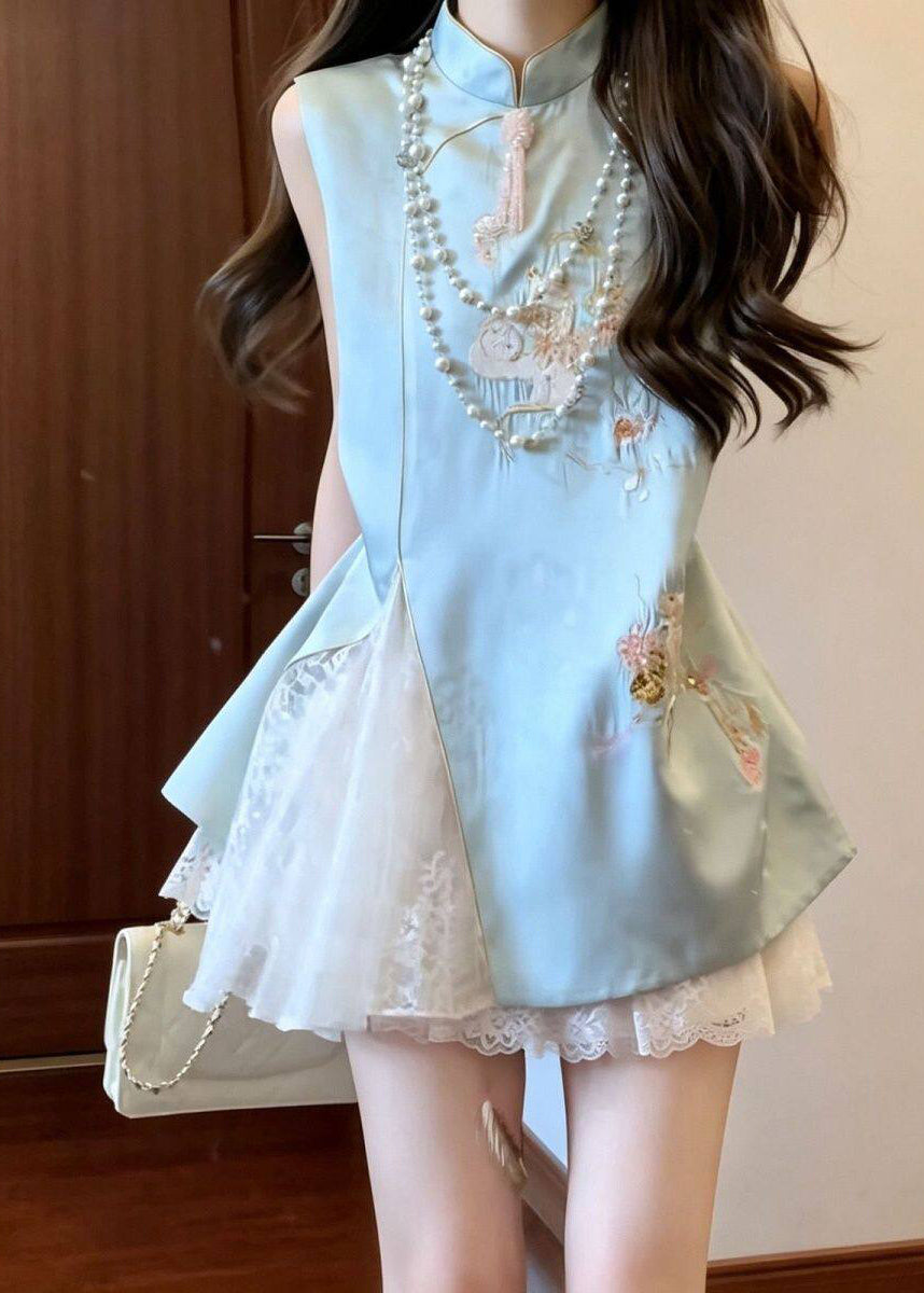 Robe Femme Sans Manches Style Chinois Brodée Patchwork 3