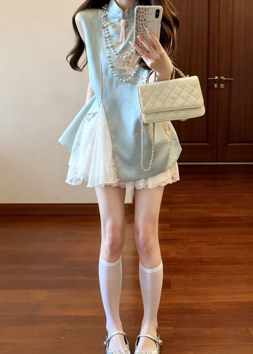 Robe Femme Sans Manches Style Chinois Brodée Patchwork 4