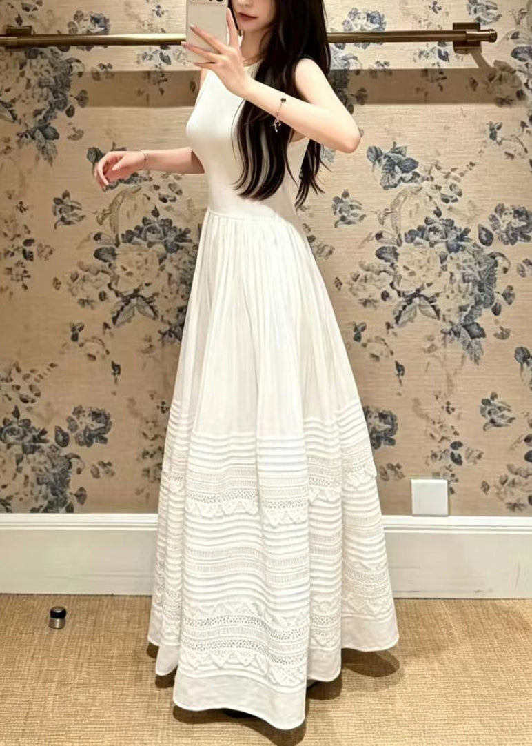 Robe Femme Sans Manches Style Vacances Dentelle Froissée 2
