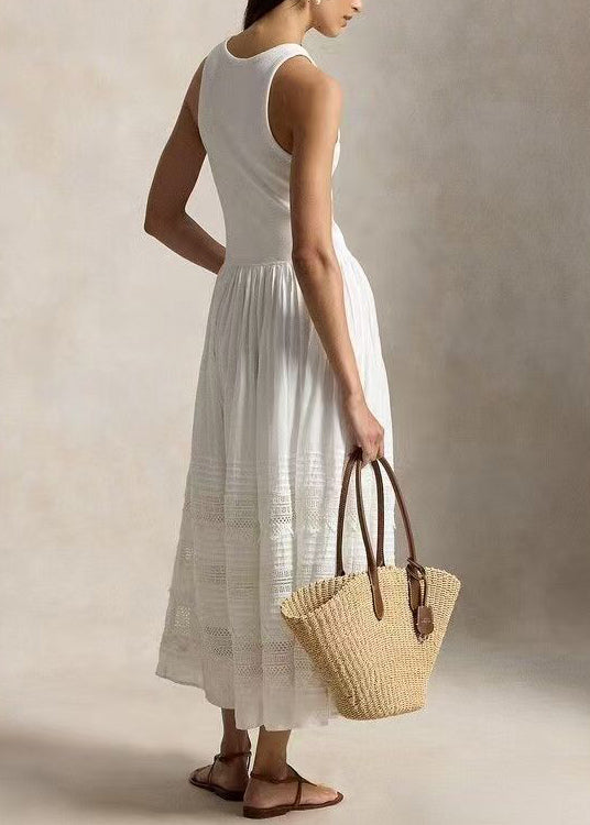 Robe Femme Sans Manches Style Vacances Dentelle Froissée 4