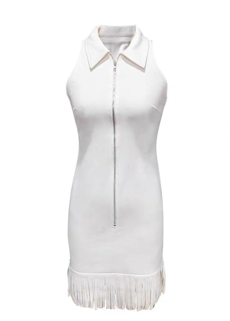 Robe Femme Sans Manches Zippée avec Pompons 3