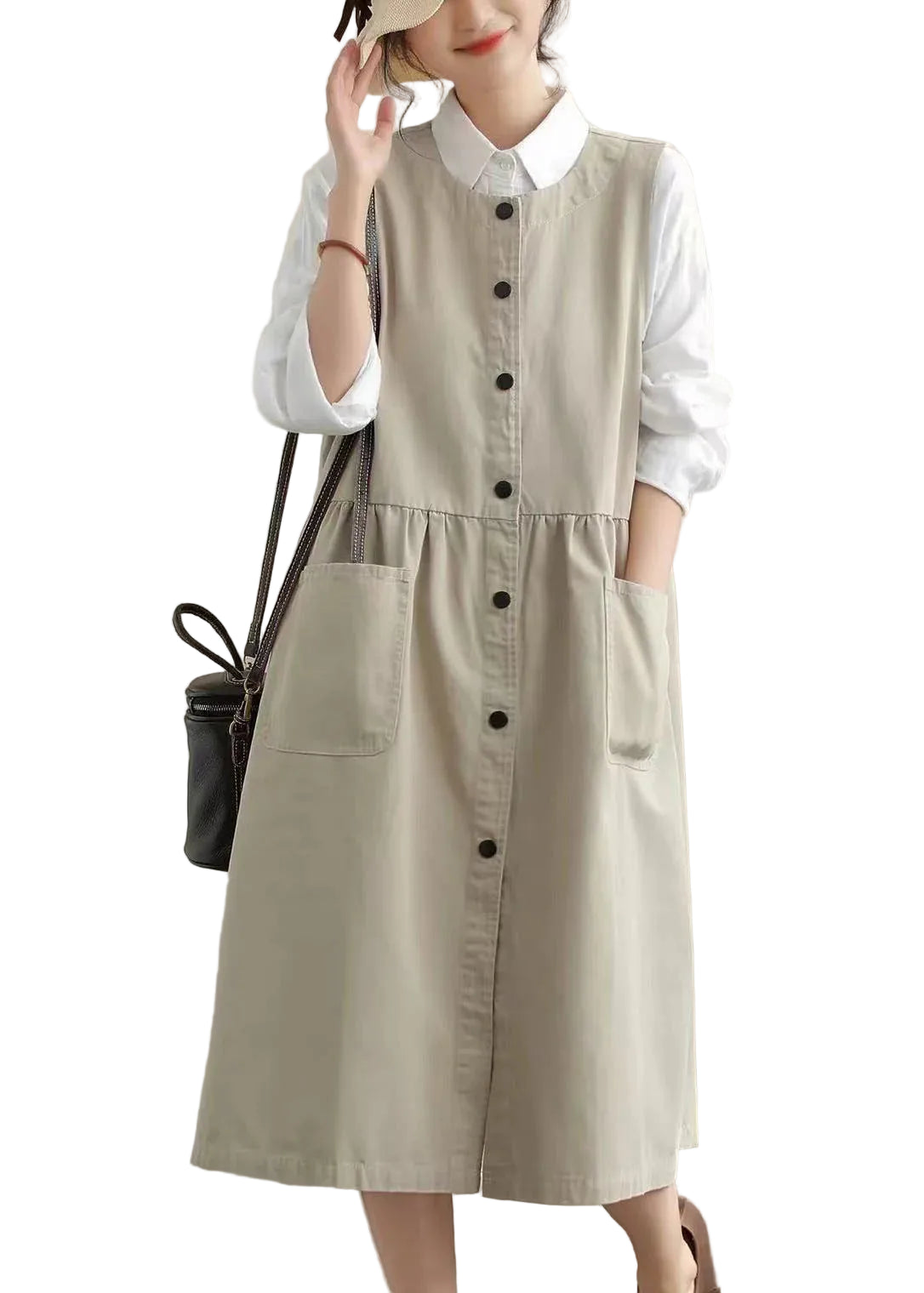 Robe Femme Sans Manches à Poches Oversize 0