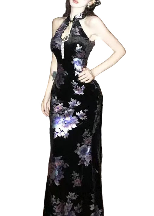 Robe Femme Style Chinois Col Montant Sans Manches 0