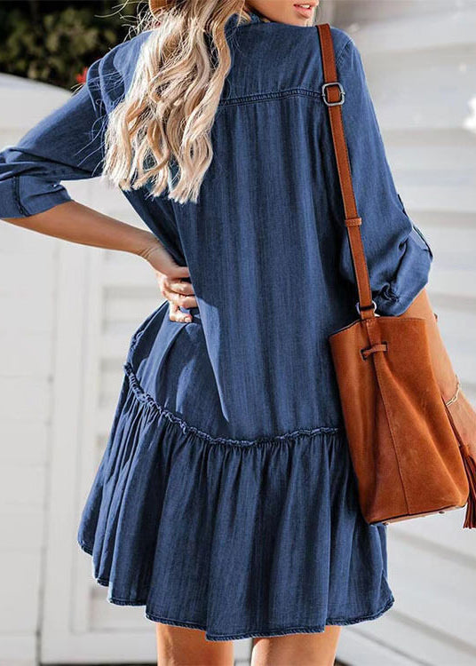 Robe Femme Style Thé à Volants et Col Montant 1