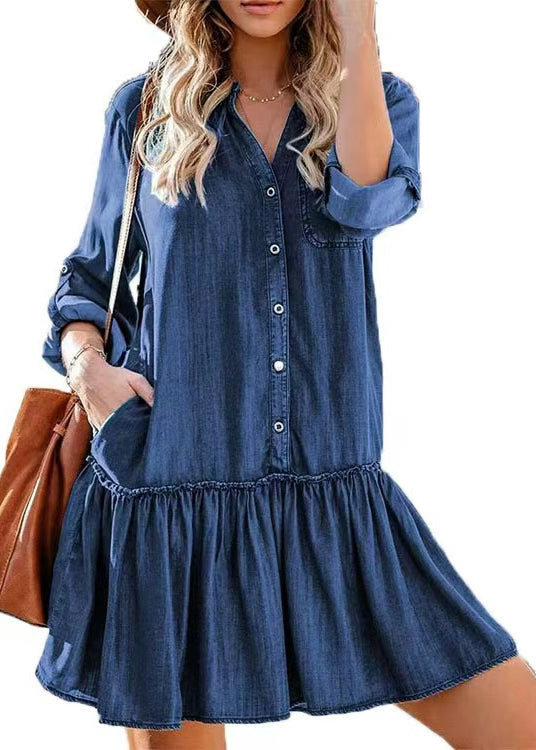 Robe Femme Style Thé à Volants et Col Montant 4
