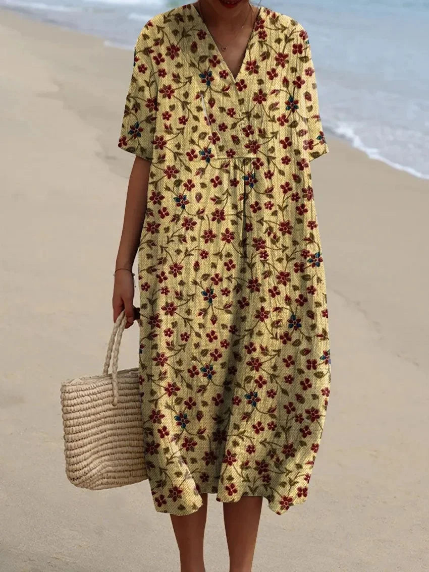 Robe Femme T-shirt Grande Taille à Manches Courtes Motif Océan Coton 20