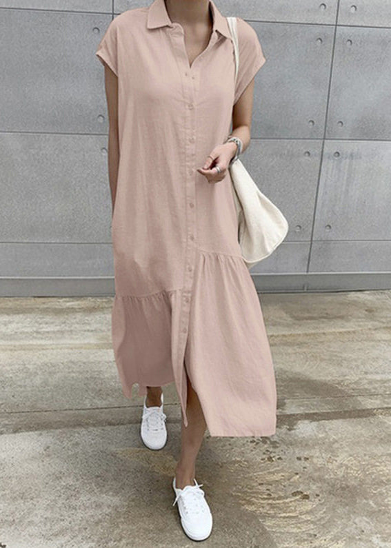Robe Femme Vacances Col Rabattu Manches Courtes 1