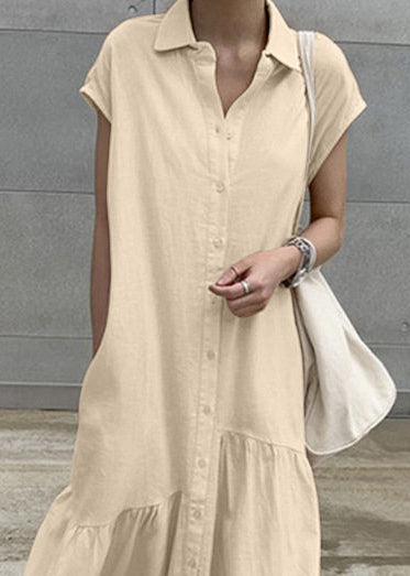 Robe Femme Vacances Col Rabattu Manches Courtes 2