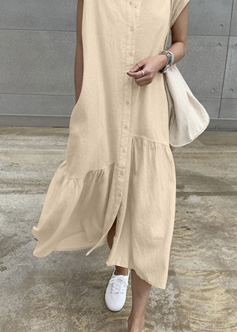 Robe Femme Vacances Col Rabattu Manches Courtes 4