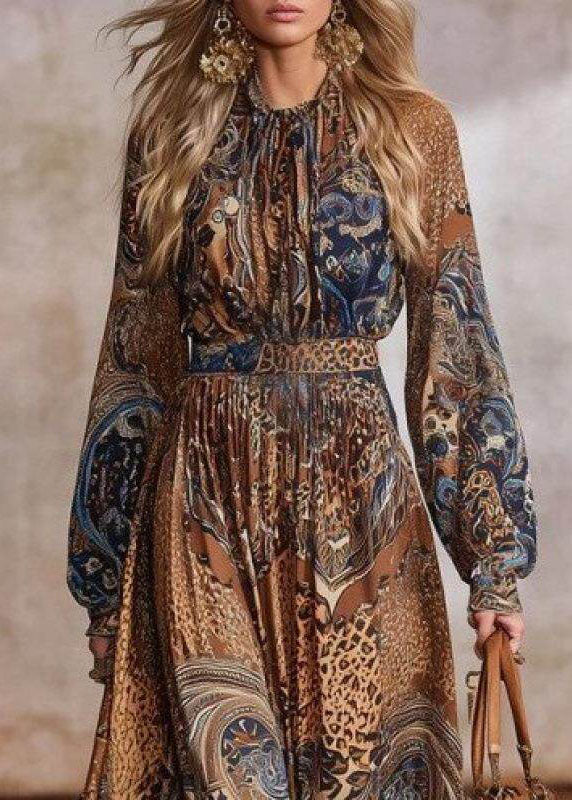 Robe Femme Vacances Col Rond Imprimé Manches Longues 3