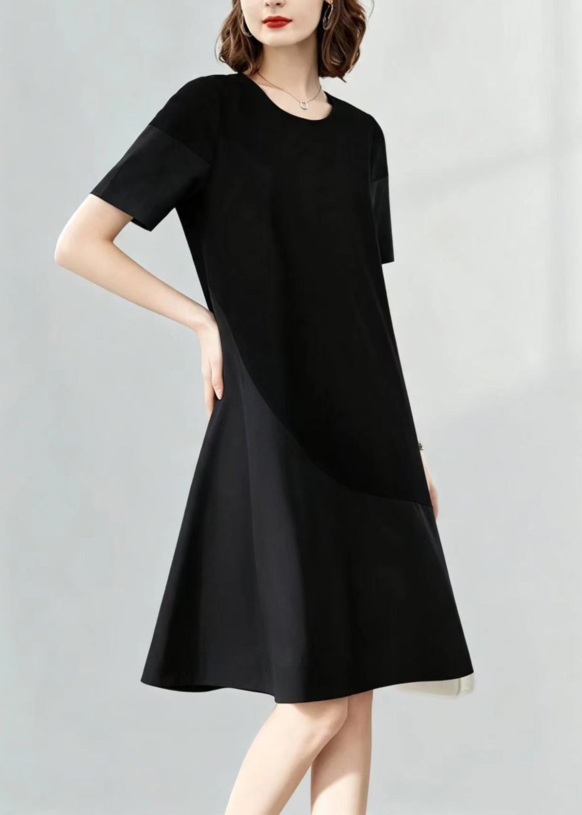 Robe Femme Vacances Patchwork Col Rond Manches Courtes 2