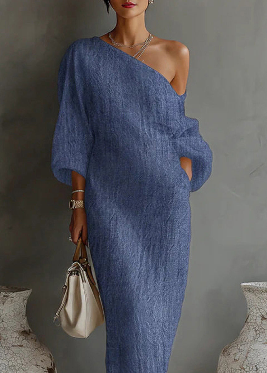 Robe Femme Vacances Une Épaule Manches Longues 2