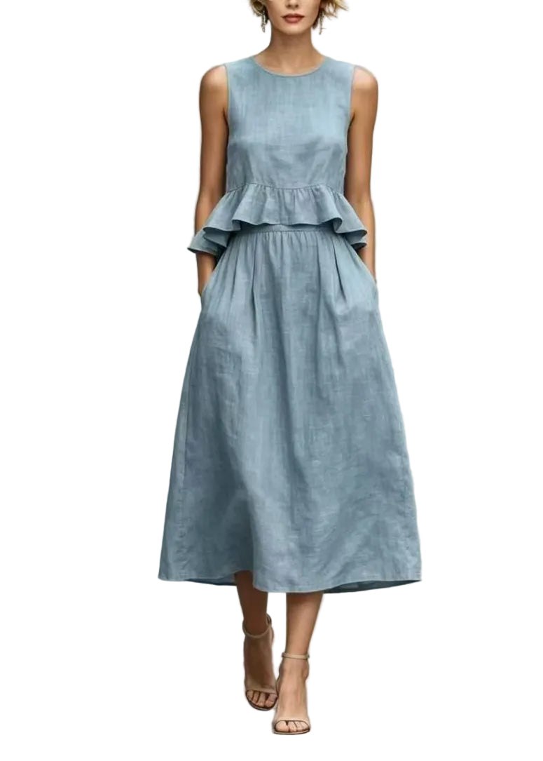 Robe Femme Vacances Volants Sans Manches 0