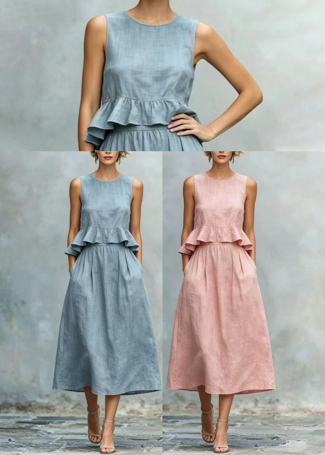 Robe Femme Vacances Volants Sans Manches 4