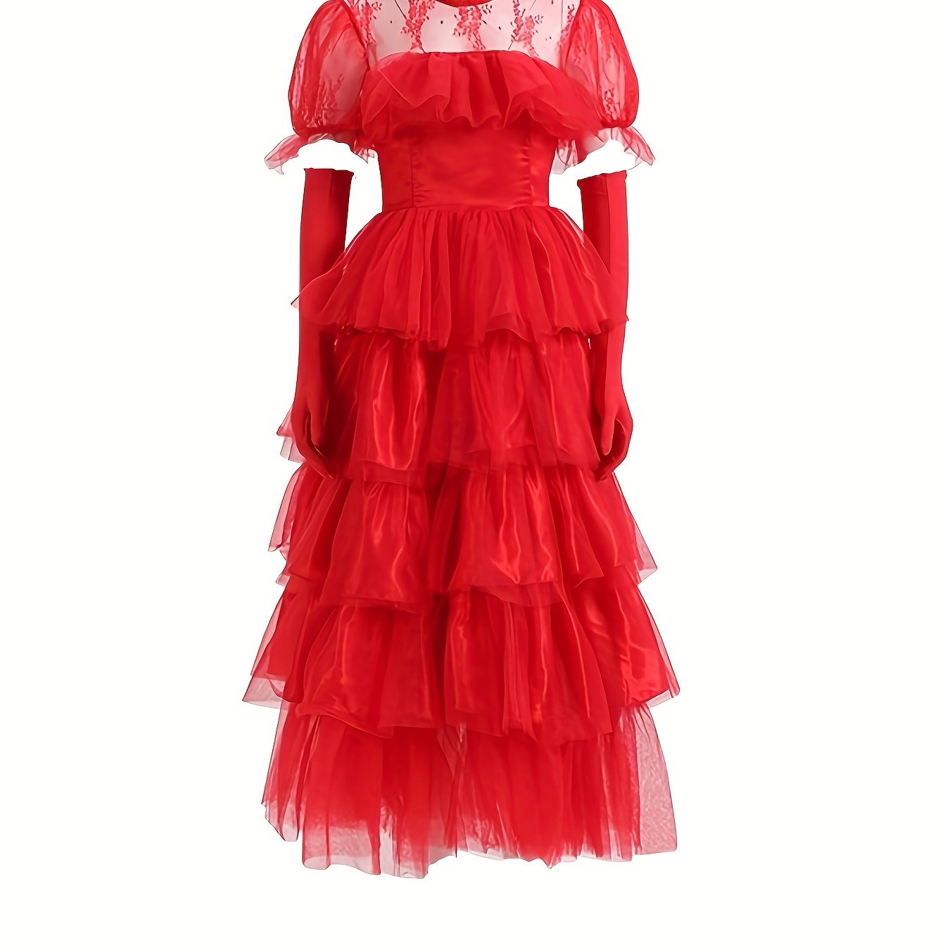 Robe Gothique Maxi à Longs Étages pour Femmes avec Détails en Dentelle 0