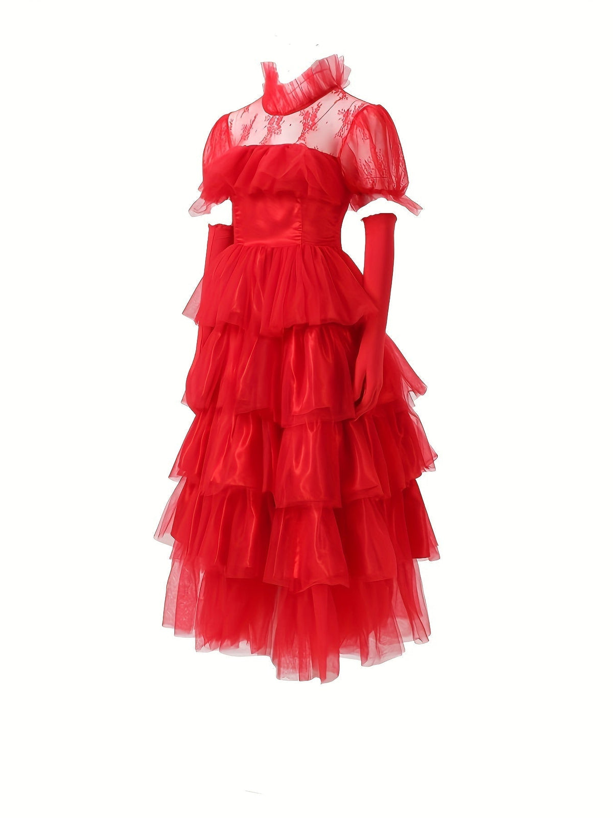 Robe Gothique Maxi à Longs Étages pour Femmes avec Détails en Dentelle 2
