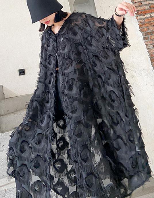 Robe Grande Taille Femme en Chiffon avec Plumes 2